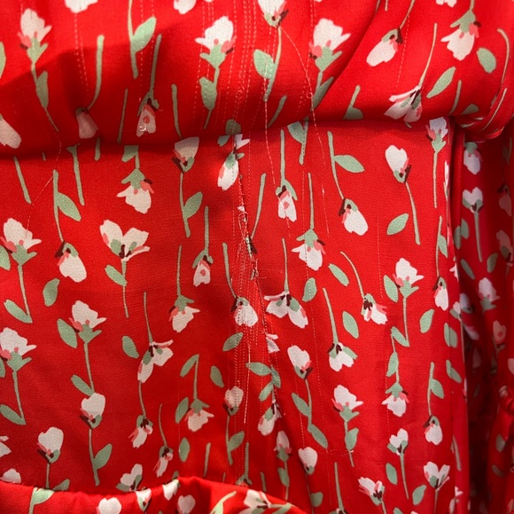 Red Ruffled Midi Dress - Picture 7 of 9